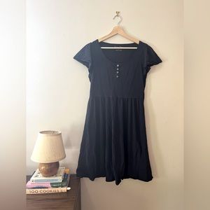 Navy Blue Draper James Midi Shirt Dress with butterfly sleeves and button detail